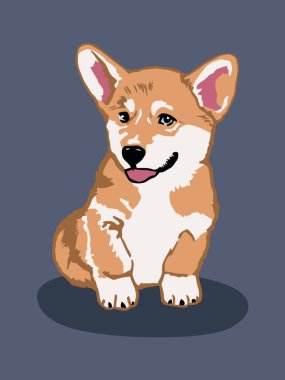 pembroke welsh corgi puppy colored in layers vector outline illustration clipart