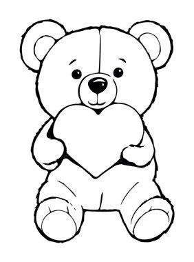 Bear Heart çizgi film karakteri vektör çizimi izole görüntü