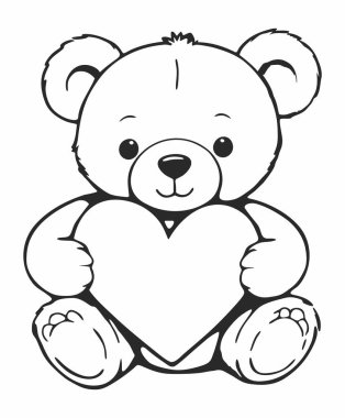 Bear Heart çizgi film karakteri vektör çizimi izole görüntü