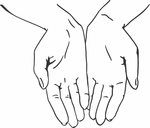 Avuç içlerini aç siyah beyaz vektör çizelgesi