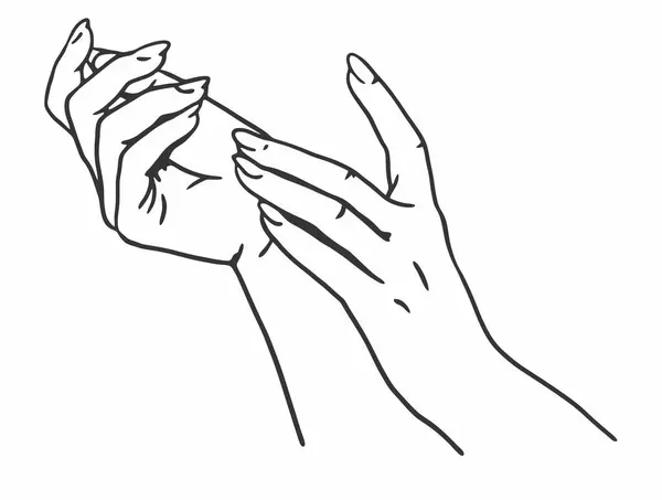 narin kadın elleri siyah-beyaz vektör çizimi çizer