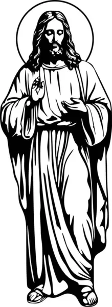 İsa Mesih siyah ve beyaz vektör resim çizimi