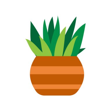 Kahverengi saksılarda, kapalı alanlarda bitkiler, ofis bitkileri, elementler, bitki simgeleri, dekoratif arka planlar