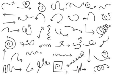 İzole vektör okları, beyaz arkaplana çizilmiş eller.