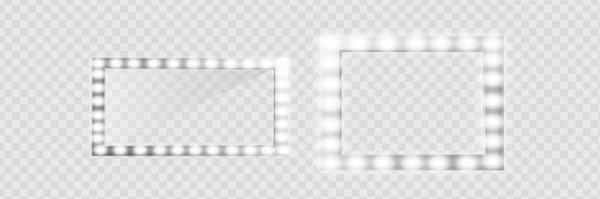Make Spiegel Geïsoleerd Met Gouden Lichten Vector Vierkante Ronde Frames — Stockvector