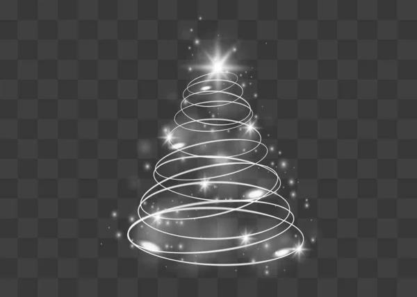 Φωτισμός Φωτισμός Φωτεινά Χριστουγεννιάτικο Δέντρο Απομονώνονται Διαφανές Φόντο Λευκό Δέντρο — Διανυσματικό Αρχείο