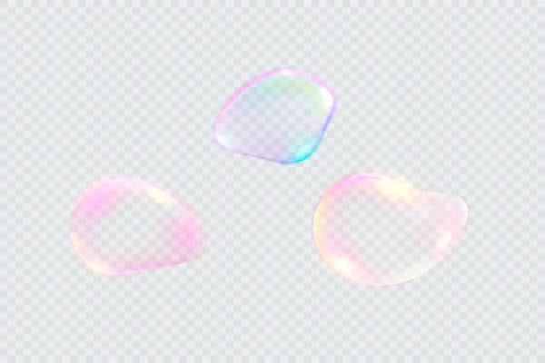 Набор Реалистичных Красочных Мыльных Пузырей Прозрачные Реалистичные Мыльные Пузыри Изолированы — стоковый вектор