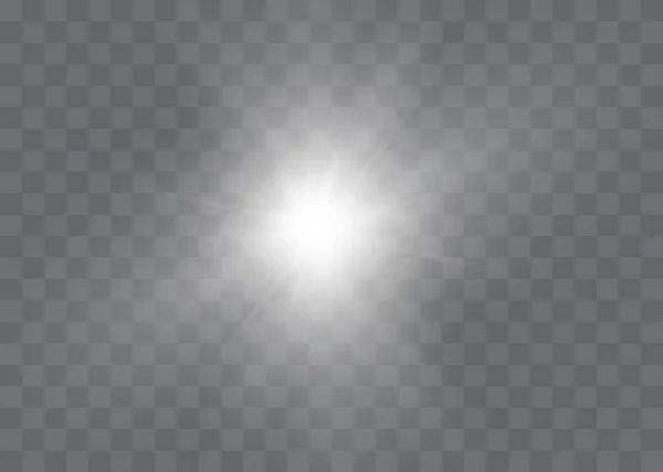 White Glowing Light Explodes Transparent Background Vector Illustration Light Decoration — Stock Vector