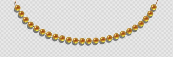 Perline Oro Sfondo Bianco Una Bella Catena Colore Giallo Perle — Vettoriale Stock