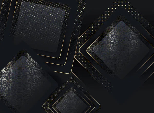 Absztrakt Luxus Fekete Háttér Csillogás Fekete Zászló Arany Pontokkal Vektorháttér — Stock Vector