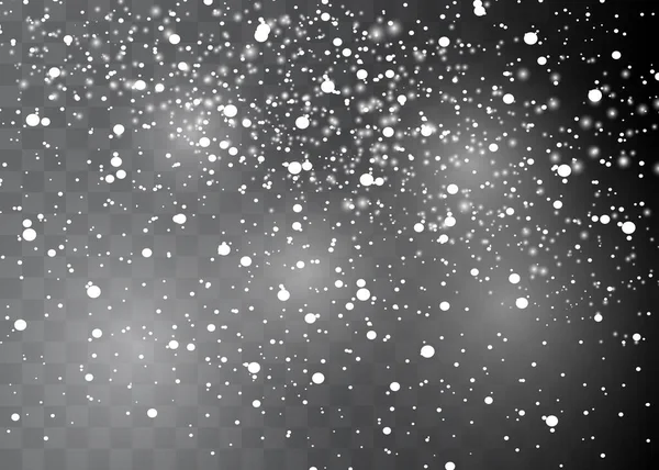 Realistisch Fallende Schneeflocken Isoliert Auf Transparentem Hintergrund Vektorillustration — Stockvektor