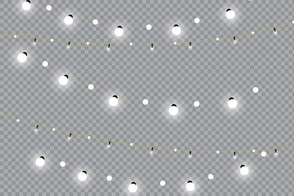 Lumières Noël Isolées Sur Fond Transparent Guirlande Lumineuse Noël — Image vectorielle