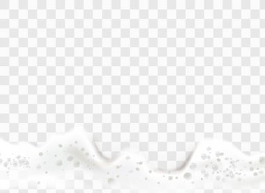 3 boyutlu köpüklü su, beyaz arka planda sabun köpüklü su. Vektör illüstrasyonu