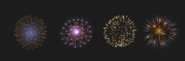 Vector Fényesen Színes Tűzijáték Háttérben Éjszakai Égbolt — Stock Vector