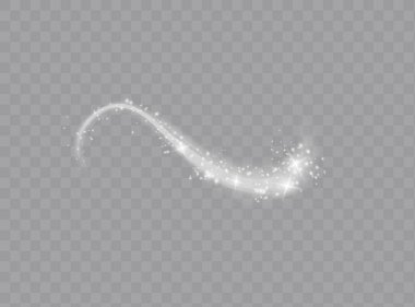 Kavisli çizgilerin neon bulanıklığından parlayan sihirli yıldız ışığı efekti. Yandan gelen parıldayan yıldız tozu izi