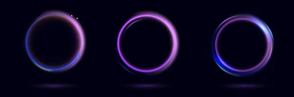 Neonový Vír Světelný Efekt Křivky Modré Čáry Abstraktní Kruhové Pozadí — Stockový vektor