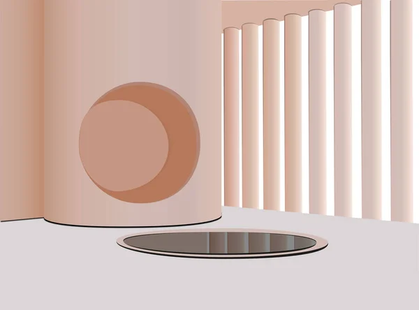 Arkaplan Ürünleri Palmiye Yapraklı Geometrik Platformlu Podyum Sahnesini Gösteriyor Arkaplan — Stok Vektör