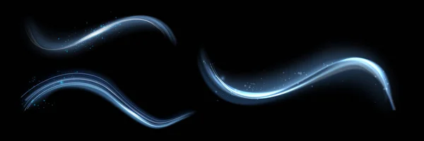 Μπλε Λαμπερό Γραμμές Επίδραση Διάνυσμα Φόντο Φωτεινές Λευκές Γραμμές Ταχύτητας — Διανυσματικό Αρχείο