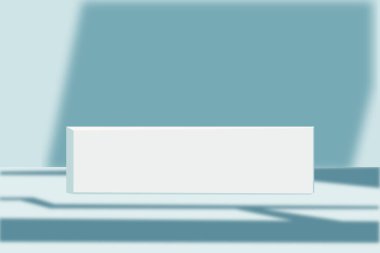 Gölge platformlu 3d gri arka plan ürün podyumu. Beyaz podyumlu gri arkaplan vektörü 3d. Kozmetik ürünleri göstermek için ayakta.