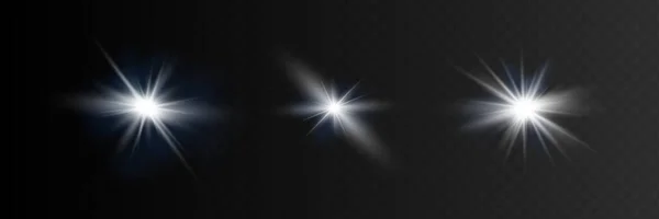 Vit Glödande Ljus Exploderar Transparent Bakgrund Vektor Illustration Ljus Dekoration — Stock vektor