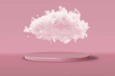 Geometrik platformlu silindir soyut minimal sahne. Yaz arkaplan vektörü 3d podyum ile hazırlanıyor. Kozmetik ürünleri göstermek için ayakta.