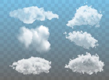 Şeffaf farklı bulutlar kümesi. Vektör illüstrasyonu EPS