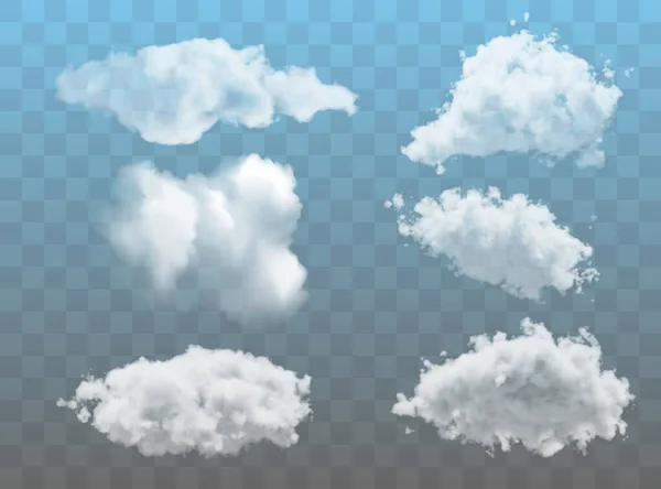 Conjunto Diferentes Nubes Transparentes Ilustración Vectorial Eps — Vector de stock