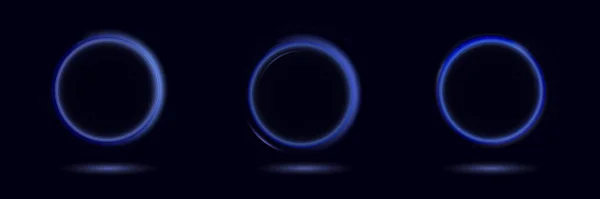 Neonwirbel Kurve Blaue Linie Lichteffekt Abstrakter Ringhintergrund Mit Glühend Wirbelndem — Stockvektor
