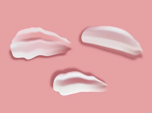 一套现实的化妆品霜矢量笔划 各种形状和尺寸的化妆品白色护肤霜的污迹 在透明的背景下隔离 — 图库矢量图片