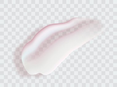 Kozmetik kremin gerçekçi vektör vuruşları. Değişik şekil ve boyutlarda, şeffaf bir arkaplanda izole edilmiş kozmetik beyaz cilt kremi izleri..