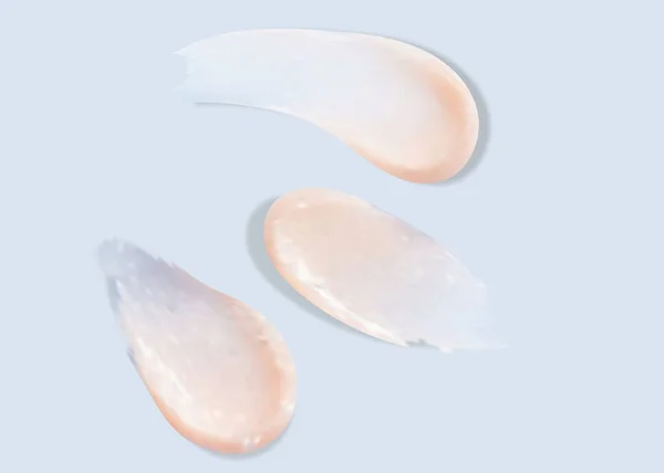 化粧品クリームのベクトルストロークの現実的なセット 透明感のある背景に隔離された様々な形や大きさの化粧品白い肌のクリームの香り — ストックベクタ