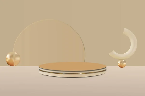 Produit Cylindre Scène Minimale Avec Plate Forme Verre Cristal Contexte — Image vectorielle