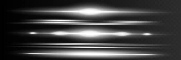 Rote Horizontale Linsenraketen Laserstrahlen Horizontale Lichtstrahlen Schöne Leuchtfackeln Glühende Schlieren Stockvektor