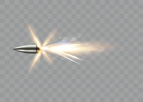 Gunshots Bullet Motion Military Smoke Trails Realistic Flying Bullet Motion — Stock Vector
