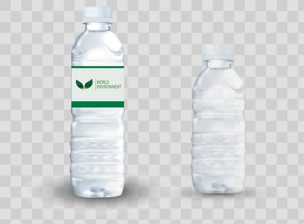 Transparente Realistische Vektor Blaue Plastikflasche Mit Wasser Auf Hellem Hintergrund — Stockvektor