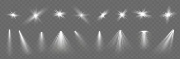 Lichteffekt Eingestellt Glühen Isolierte Weiße Transparente Lichteffekt Set Linsenschlag Explosion Stockillustration