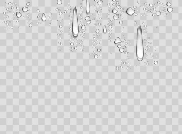 Waterdruppels Stoomdouche Geïsoleerd Transparante Achtergrond Realistische Zuivere Druppels Gecondenseerd — Stockvector