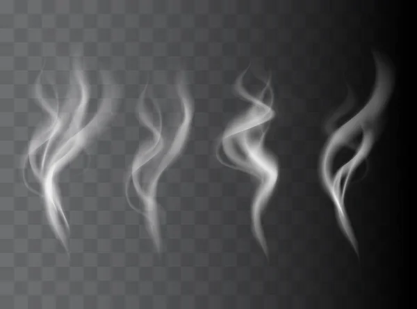 Коллекция Дымовых Векторов Белый Изолированный Сигаретный Дым Прозрачный Спецэффект Векторная — стоковый вектор