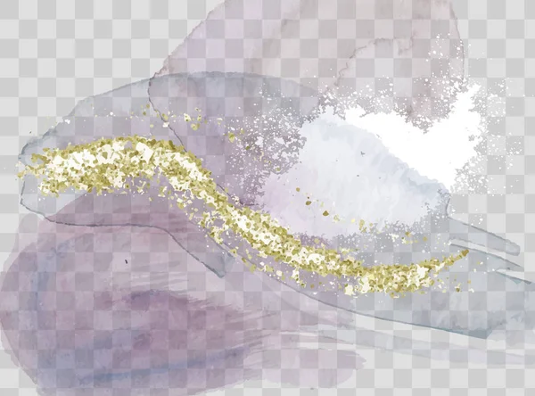 Abstrakte Beaige Aquarellmalerei Hintergrundposter Elfenbein Beige Aquarell Illustration Goldene Elemente — Stockvektor