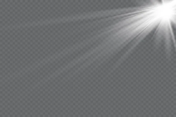 光の効果だ グロー隔離された白色透明光の効果セット レンズフレア ライン 太陽のフラッシュ 火花と星 スポットライト — ストックベクタ