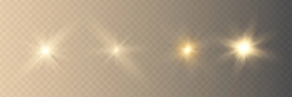 恒星在透明的背景上 光的效果 矢量的说明 闪烁着火花的爆炸 — 图库矢量图片