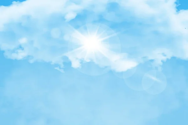 Set Van Transparante Verschillende Wolken Met Zon Lente Zomer Geïsoleerd — Stockvector