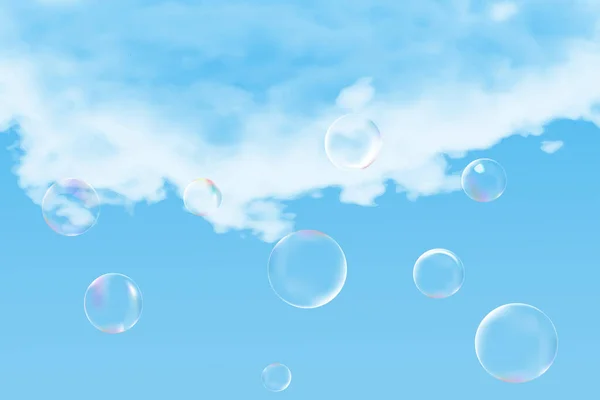 Set Von Realistischen Transparenten Bunten Seifenblasen Mit Regenbogenreflexion Isoliert Auf — Stockvektor