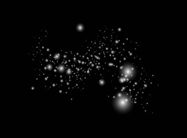 Toz sarıdır. Sarı kıvılcımlar ve altın yıldızlar özel ışıkla parlıyorlar. Şeffaf bir arkaplanda vektör parıldıyor. Noel ışığı etkisi. Parlak sihirli toz parçacıkları