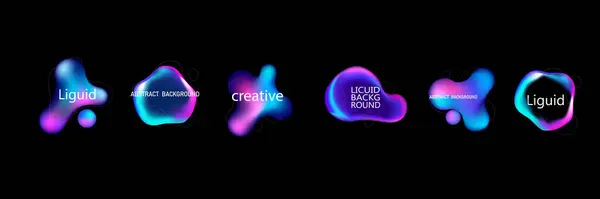 Farbverlauf Neon Sphäre Runde Holographische Steigungen Leuchtend Helle Flüssige Gradienten — Stockvektor
