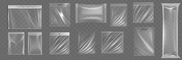Gran Conjunto Envases Plástico Vacíos Transparentes Vector Eps10 — Archivo Imágenes Vectoriales