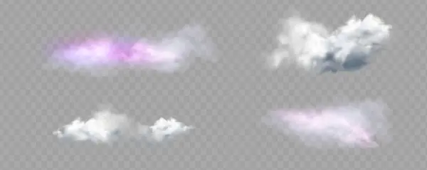 透明背景下的一组现实的孤立云 — 图库矢量图片