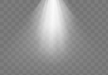 Vektör şeffaf güneş ışığı özel lens ışık efekti. Lens ışığı efekti. Güneş ışıl ışıl ve spot ışıklarıyla parlıyor