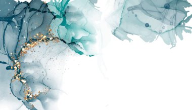 Doğal koyu yeşil soyut suluboya sanatı. Mermer kaplama Emerald Tender arka planı. Mermer doku, reçine alkol akışı vektör içinde.