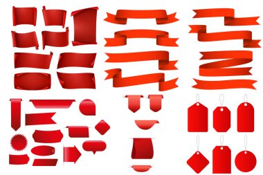 Vektör etiketleri veya etiketleri kümesi. Vektör çizimi